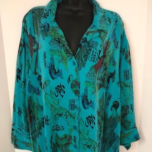 Tianello geisha print button up shirt size 1X